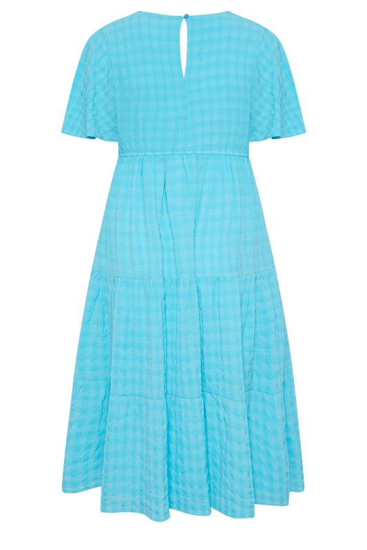 LIMITED COLLECTION Plus Size Aqua Blue Textured Tiered Smock Dress | Yours Clothing 8