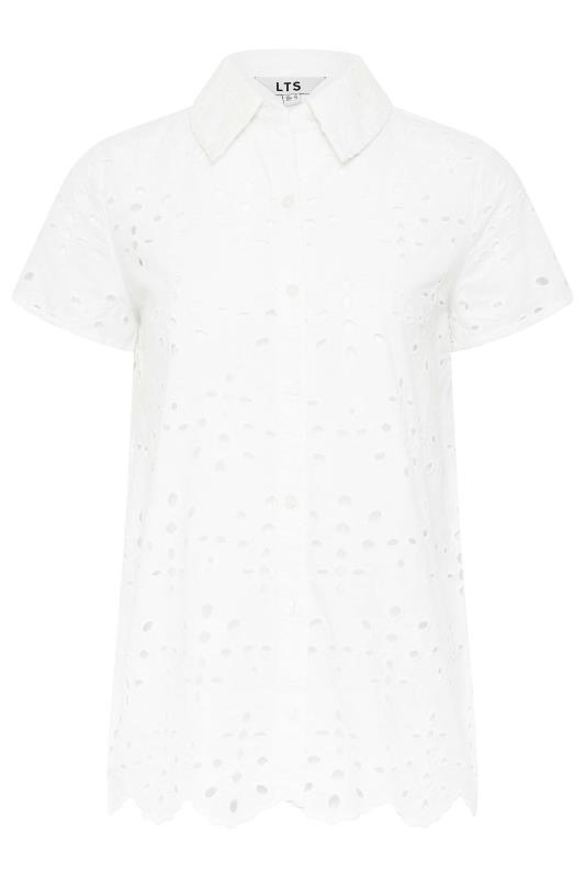 LTS Tall White Broidery Short Sleeve Shirt | Long Tall Sally  6