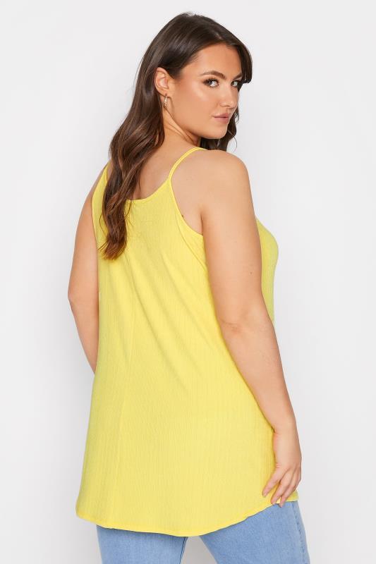 Plus Size Yellow Ribbed Cami Vest Top | Yours Clothing  3