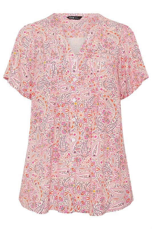 YOURS Plus Size Pink Paisley Print Pintuck Blouse | Yours Clothing 5