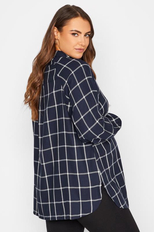 BUMP IT UP MATERNITY Plus Size Navy Blue Check Long Sleeve Shirt | Yours Clothing 3