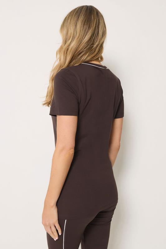 LTS Tall Women's Chocolate Brown Active Piped T-Shirt | Long Tall Sally 2