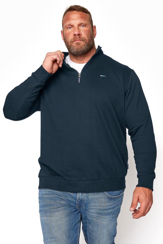 BadRhino Big & Tall Navy Blue Quarter Zip Essential Sweatshirt 1
