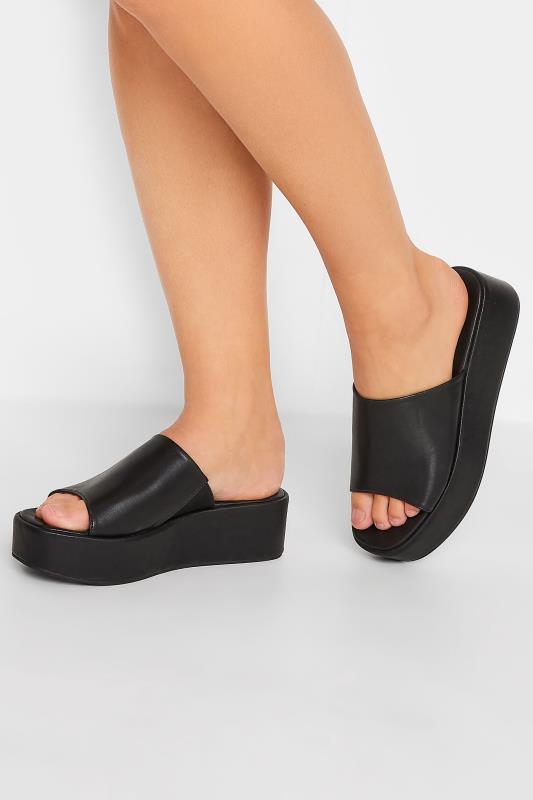  LIMITED COLLECTION Black Platform Mule Sandals In E Wide Fit & EEE Extra Wide Fit