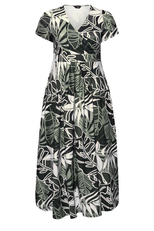 Curve Black Leaf Print Maxi Dress 6