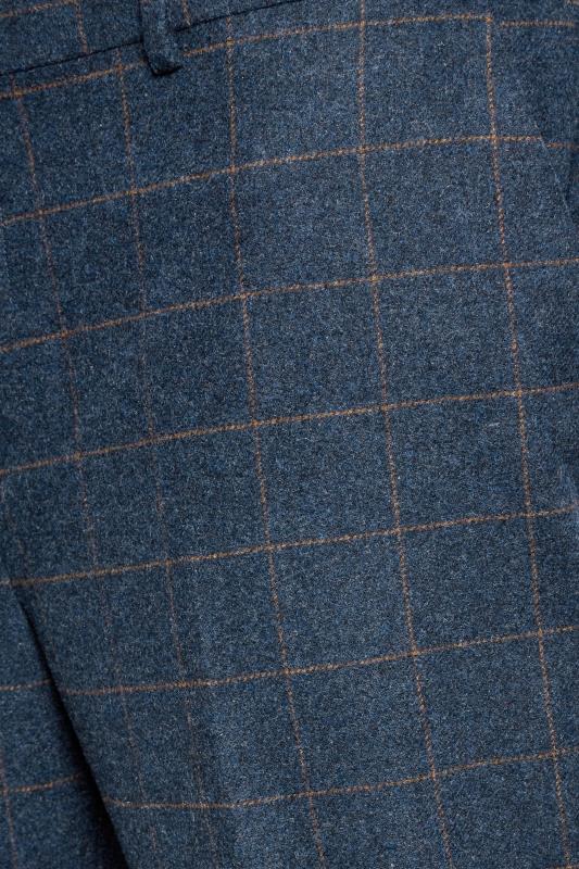 BadRhino Big & Tall Blue Tweed Check Suit Trousers | BadRhino 7