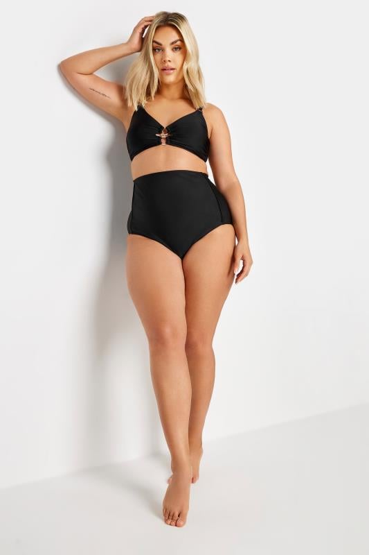 YOURS Plus Size Black Ring Detail Bikini Top | Yours Clothing 4