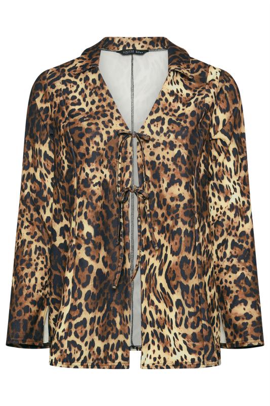 LIMITED COLLECTION Plus Size Brown Leopard Print Tie Front Top | Yours Clothing 5