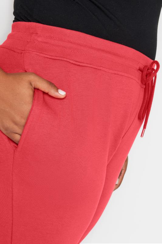 YOURS Plus Size Red Elasticated Stretch Joggers | Yours Clothing  4