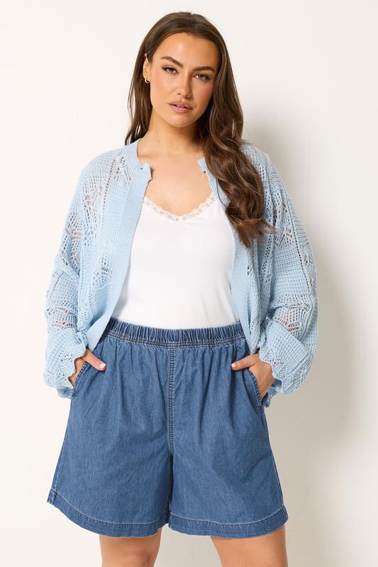  YOURS Short en jean élastique bleu moyen