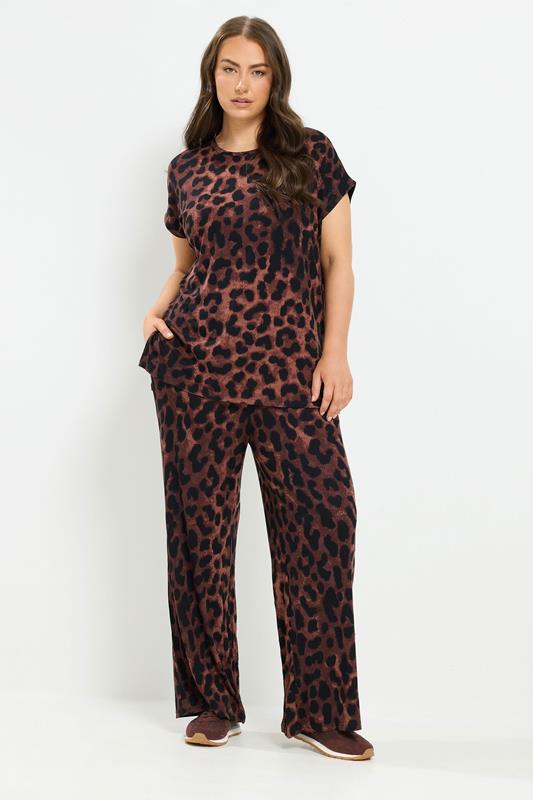 YOURS Plus Size Brown Leopard T-Shirt | Yours Clothing 1