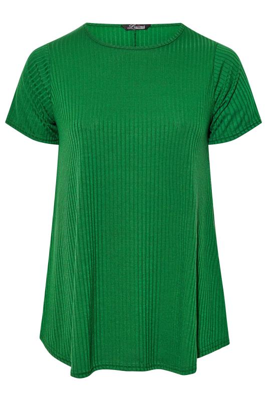 LIMITED COLLECTION Curve Forest Green Ribbed Short Sleeve Swing T-Shirt | Yours Clothing 7