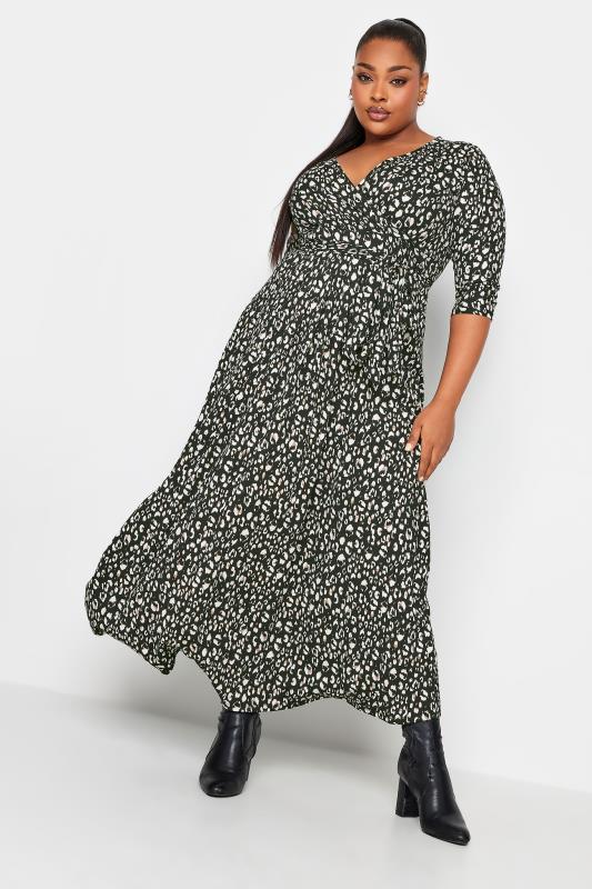 Plus Size  YOURS Curve Black Leopard Print Wrap Maxi Dress
