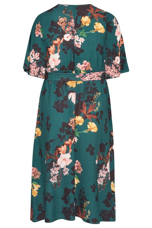 YOURS LONDON Plus Size Green Floral Print Wrap Dress | Yours Clothing 7
