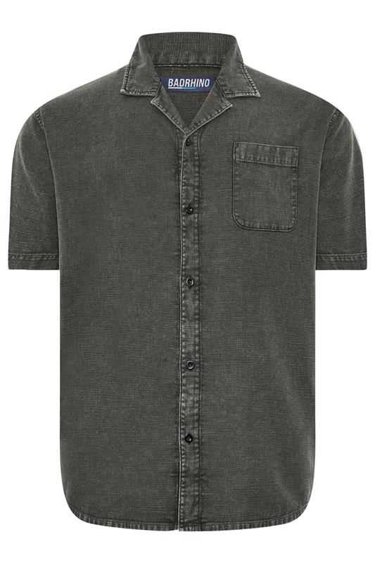 BadRhino Big & Tall Grey Acid Wash Cotton Shirt | BadRhino 6