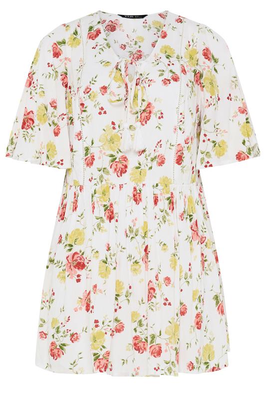 YOURS Plus Size White Floral Peplum Blouse | Yours Clothing  5