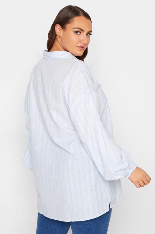 LIMITED COLLECTION Curve Blue Stripe Balloon Sleeve Shirt_C.jpg