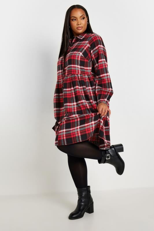 YOURS Plus Size Red Check Print Shirt Dress | Yours Clothing  4