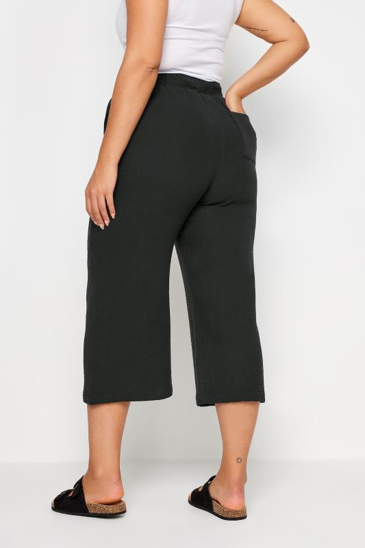 YOURS Plus Size Black Cheesecloth Culottes | Yours Clothing 3