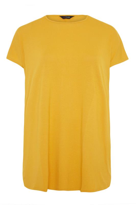 Plus Size Yellow Grown On Sleeve Dip Back T-Shirt | Yours Clothing