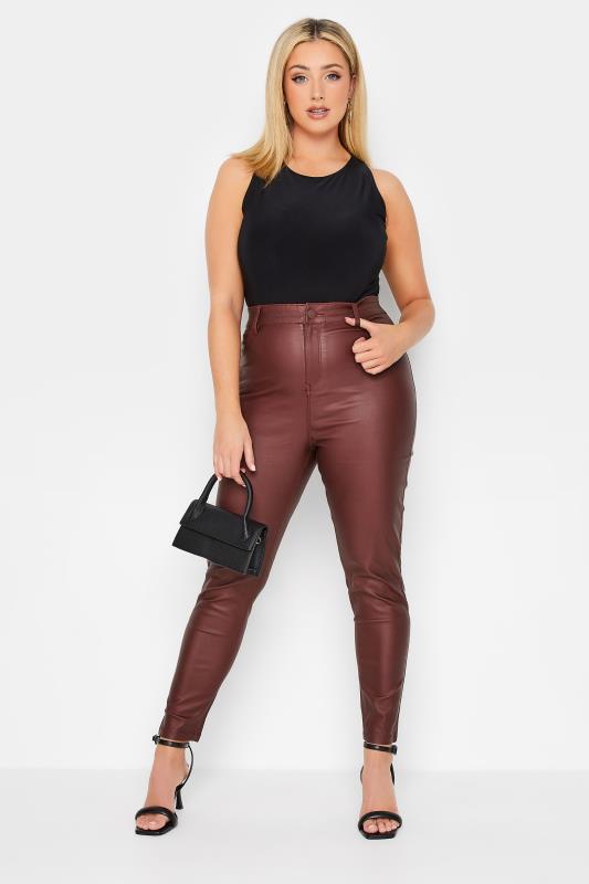 Plus Size Burgundy Red Coated Skinny Stretch AVA Jeans | Yours Clothing 2