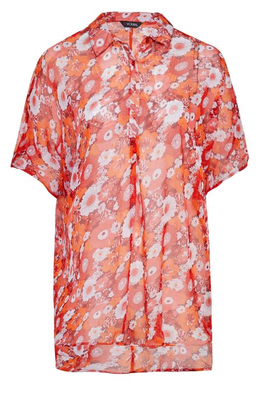 Curve Red Floral Batwing Blouse 5