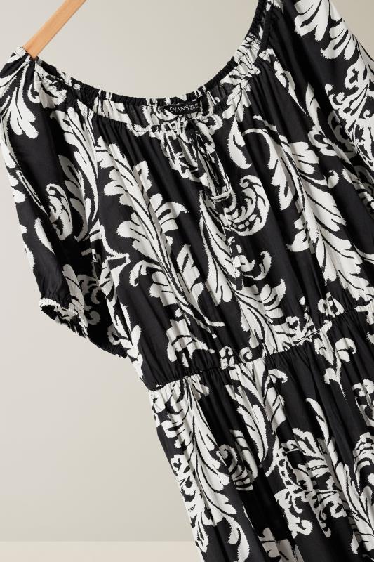 EVANS Plus Size Black Abstract Print Tiered Midi Dress | Evans  7