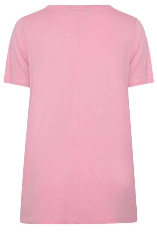 YOURS Curve Pink Floral Foil Print T-Shirt | Yours Clothing  7