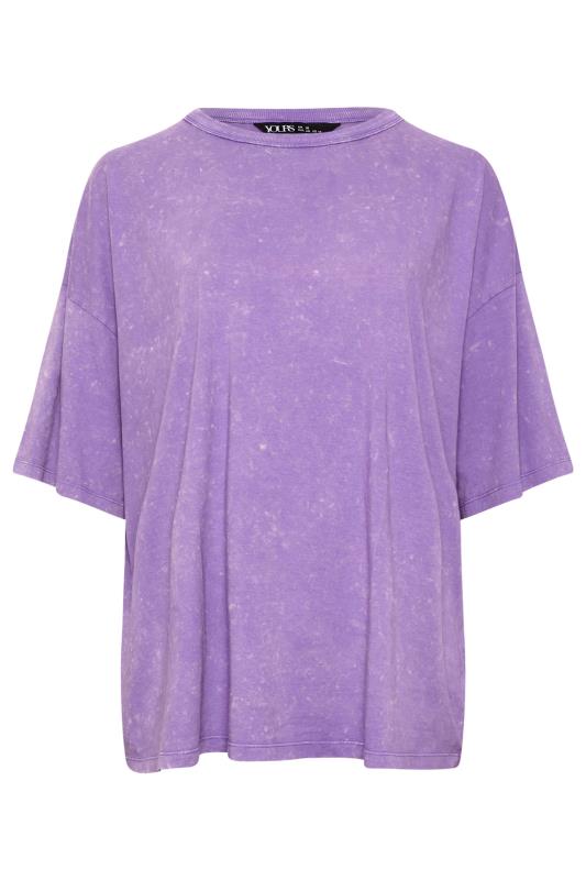 YOURS Plus Size Purple Acid Wash Boxy T-Shirt | Yours Clothing 5