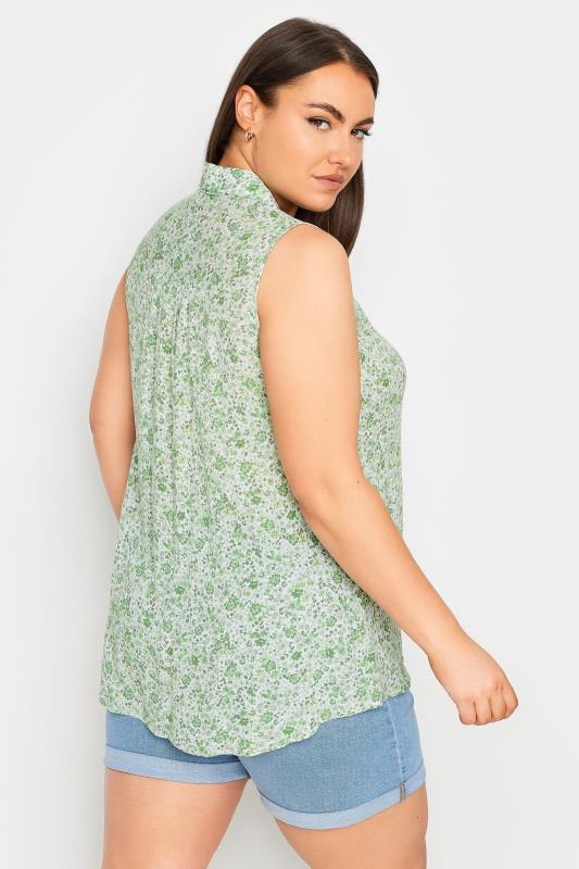 YOURS Plus Size Green Floral Print Sleeveless Blouse | Yours Clothing 3