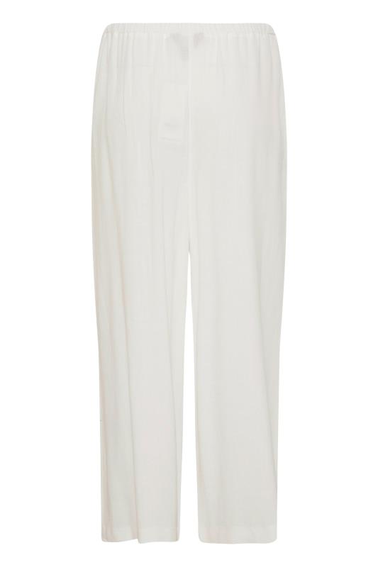 LTS Tall White Linen Blend Cropped Trousers 5