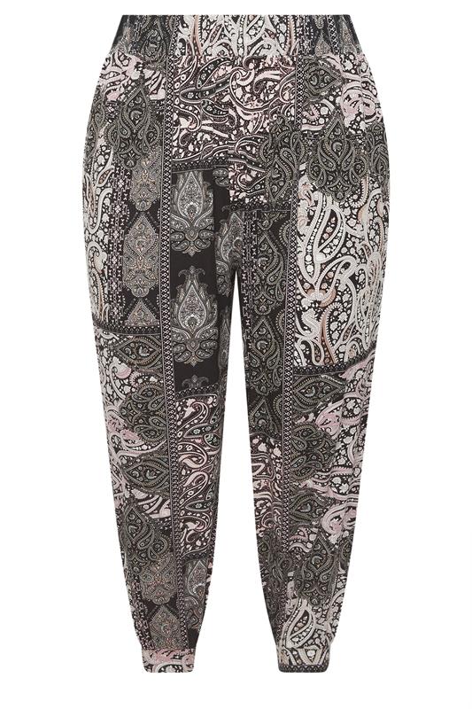 YOURS Plus Size Black Paisley Cropped Trousers | Yours Clothing 5