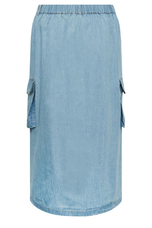 YOURS Plus Size Blue Split Hem Denim Midi Skirt | Yours Clothing  7