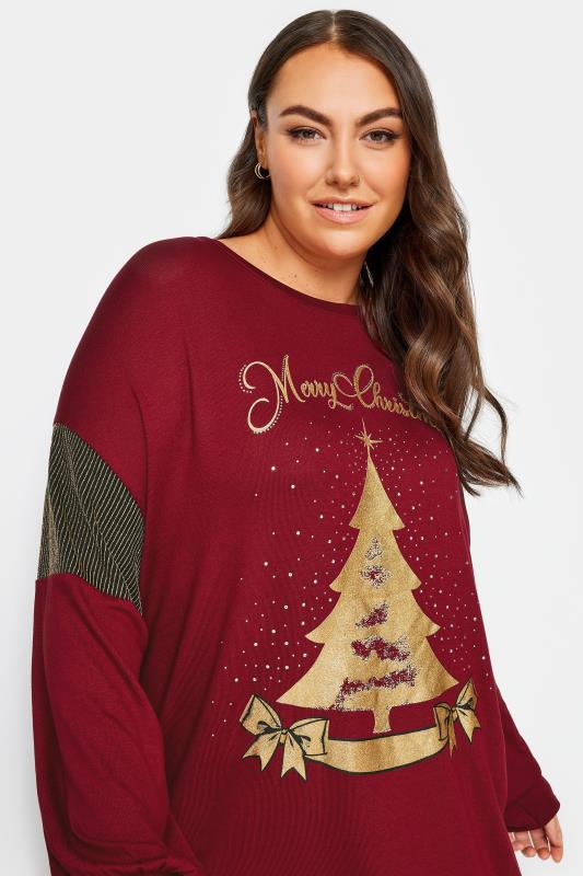 YOURS LUXURY Plus Size Red 'Merry Christmas' Soft Touch Sweatshirt | Yours Clothing 4