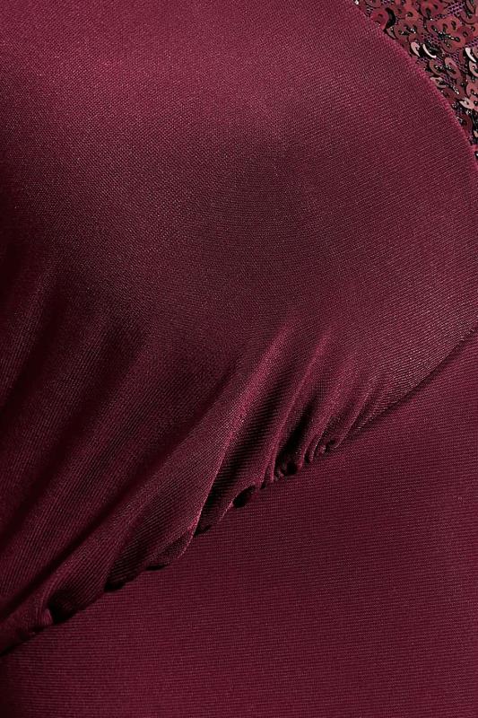 YOURS LONDON Plus Size Plum Purple Sequin Split Front Dress | Yours Clothing 5