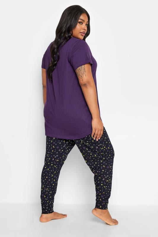 YOURS Plus Size Purple 'Always Follow Your Dreams' Star Print Pyjama Set | Yours Clothing 4