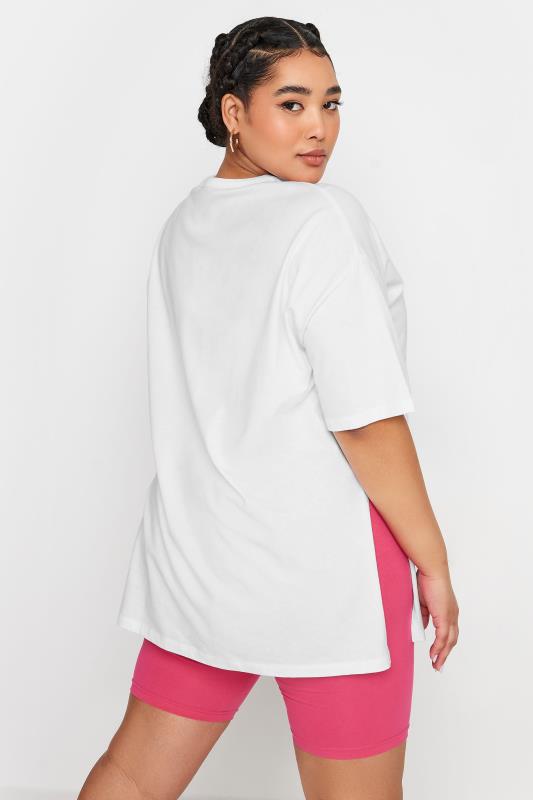 YOURS Plus Size White Split Hem Oversized T-Shirt | Yours Clothing 3