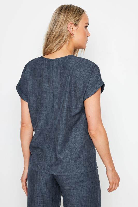LTS Tall Women's Blue Denim Textured Top | Yours Clothing 4
