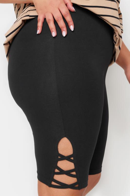 YOURS Plus Size Black Cut Out Cycling Shorts | Yours Clothing 4