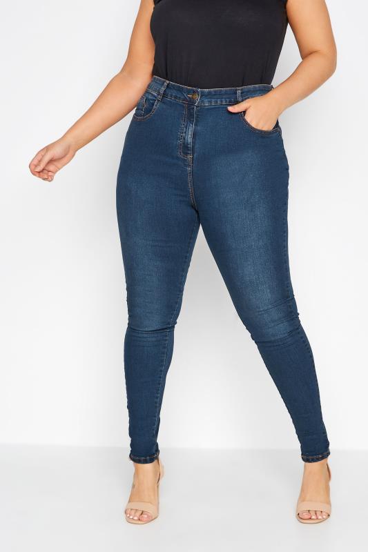 Großen Größen Skinny Jeans YOURS FOR GOOD Curve Indigo Blue Skinny Stretch AVA Jeans
