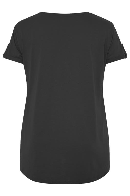 Plus Size Black Pocket Dipped Hem T-Shirt | Yours Clothing 6
