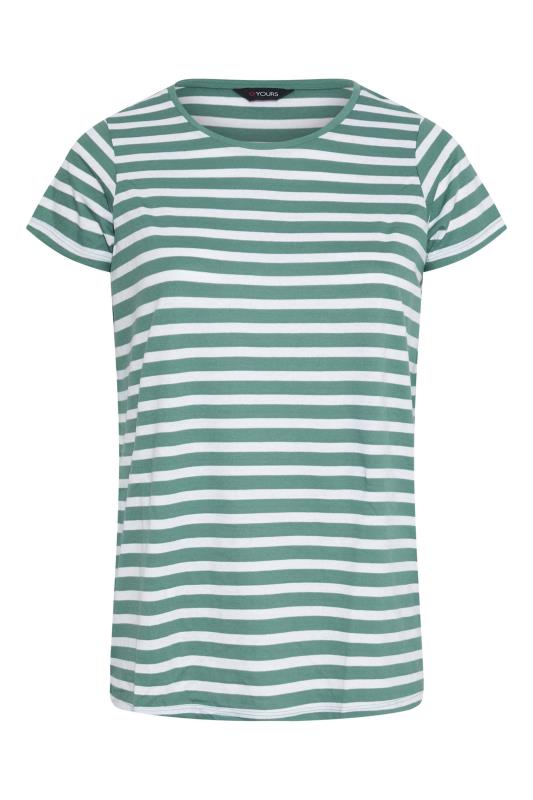 3 PACK Plus Size Sage Green & White & Stripe T-Shirts | Yours Clothing 13