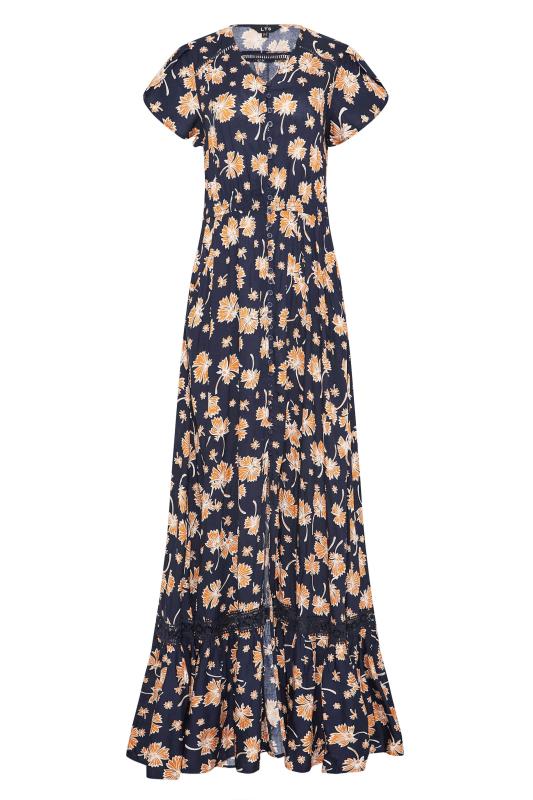LTS Tall Women's Navy Blue Floral Button Maxi Dress | Long Tall Sally 6