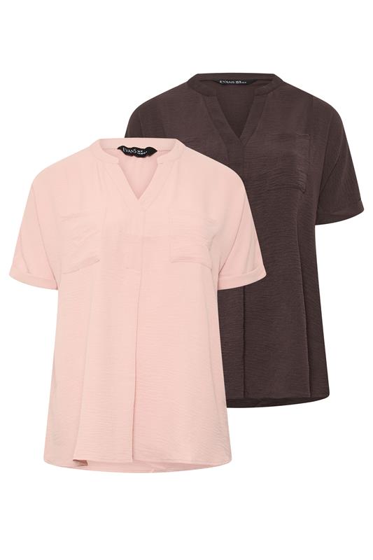 EVANS Curve 2 Pack Brown And Pink Utility Shirts