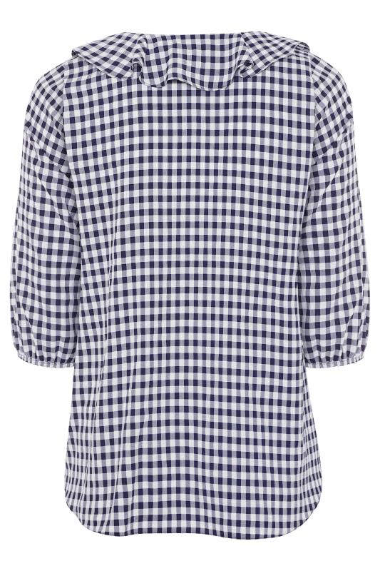 YOURS LONDON Blue Gingham Frill Front Blouse 6