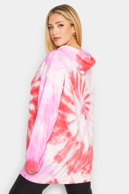 YOURS Curve Bright Pink Tie Dye Hoodie | Yours Clothing 4