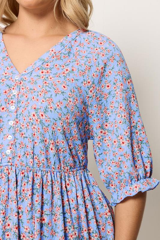 YOURS Plus Size Blue Ditsy Floral Raglan Sleeve Dress | Yours Clothing 4
