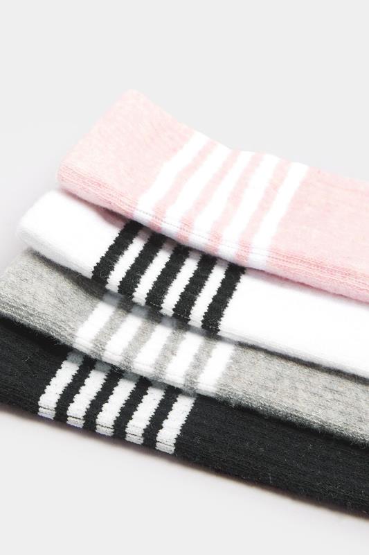YOURS Plus Size 4 PACK Pink & White Stripe Ankle Socks | Yours Clothing  4