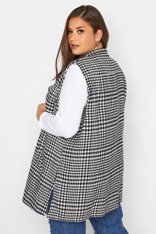 LIMITED COLLECTION Curve Black & White Checked Sleeveless Shacket 3