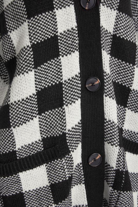 LTS Tall Black Gingham Button Knitted Cardigan 5
